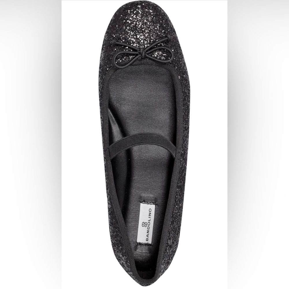 BANDOLINO Phalon Mary Jane Flats Black Glitter Ballet Shoes Womens Size 7